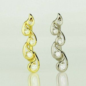 Solid 14k Yellow or White Gold Vertical Drop Top Down Belly Button Ring